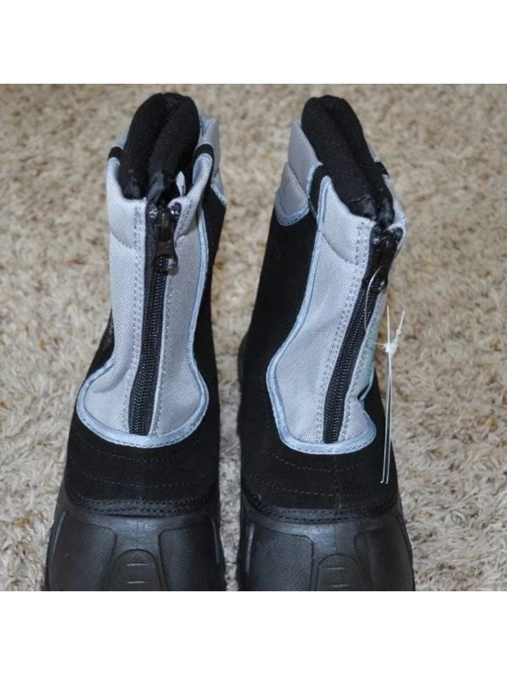 Itasca Winter Snow Boots 3 Kids Black Gray Waterproof Zip Removeable Liner